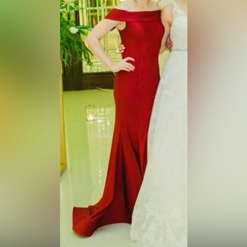 burgundy evening long dress
